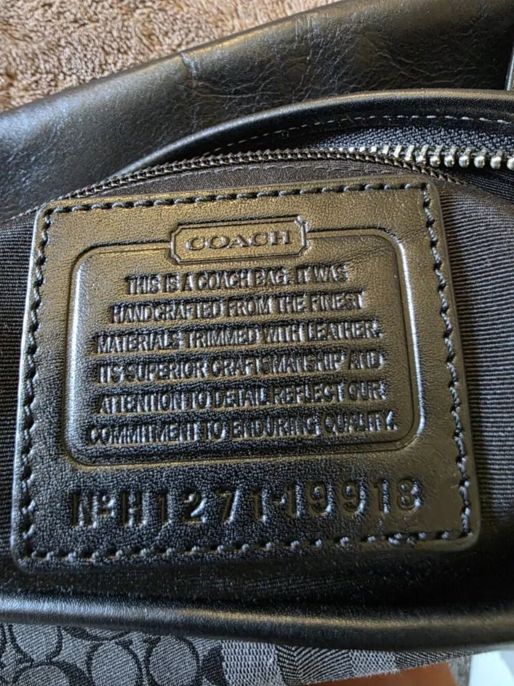 Coach Legacy 19918 Black Gray Signature Stripe Jacquard Duffle Shoulder Bag